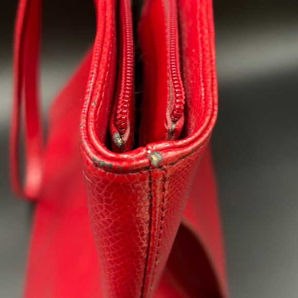 Tuci Italia Red Leather Reptile Embossed Tote - Picture 13 of 14